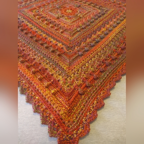 Autumn Coloring Handmade Crocheted Acrylic/Polyester Doodad Baby/Lap Blanket ~44 - Picture 3 of 6